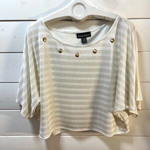 FRANK LYMAN Ivory Striped Top – Size 16